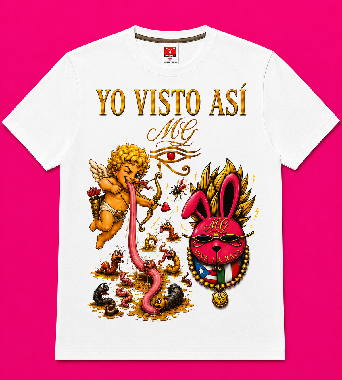 T-SHIRT BAD BUNNY VIVA LA RAZA WHITE MARCANTUONO GARCIA