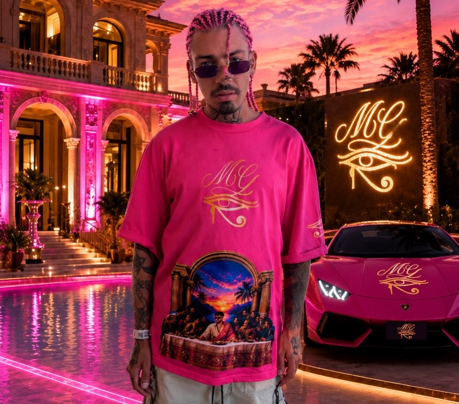 T-SHIRT ULTIMA CENA BAD BUNNY PINK MARCANTUONO GARCIA